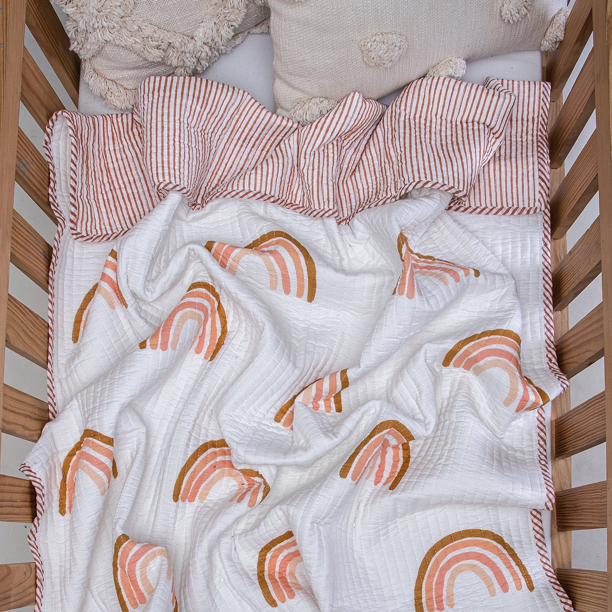 Premium Reversible Rainbow Soft Cotton Baby Quilt 133